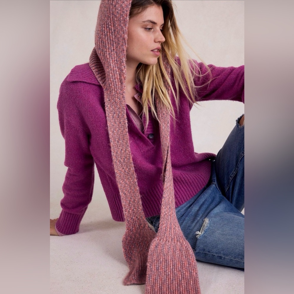 Free People One Foxy Hood Scarf in Pink NWT